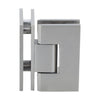 Brushed nickel square Vienna glass-to-glass shower hinge, brass, 90 self-centering (SKU V1E092BN)
