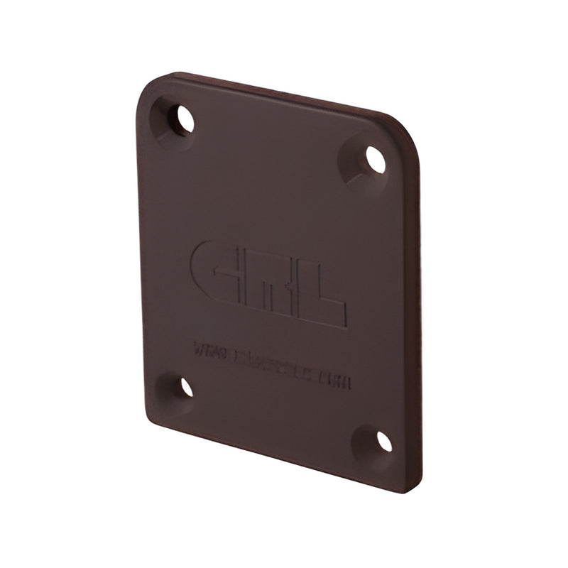 Matte bronze aluminum fascia mount end cap, rectangular with four countersunk screw holes. SKU FB1ECBRZ