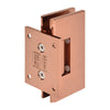Rose gold brass Vienna shower door hinge, wall-mount short back plate for 3/8-1/2 glass (SKU V1E074RG)