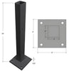 CS4BL matte black 30in square tube core-mount stanchion with 8x8in base plate, four anchor holes