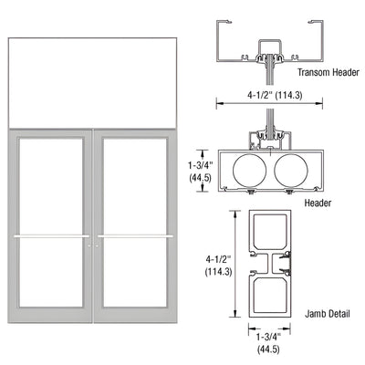 CRL-U.S. Aluminum DF800 75-1/2" x 126" Center-Hung Transom Door Frame