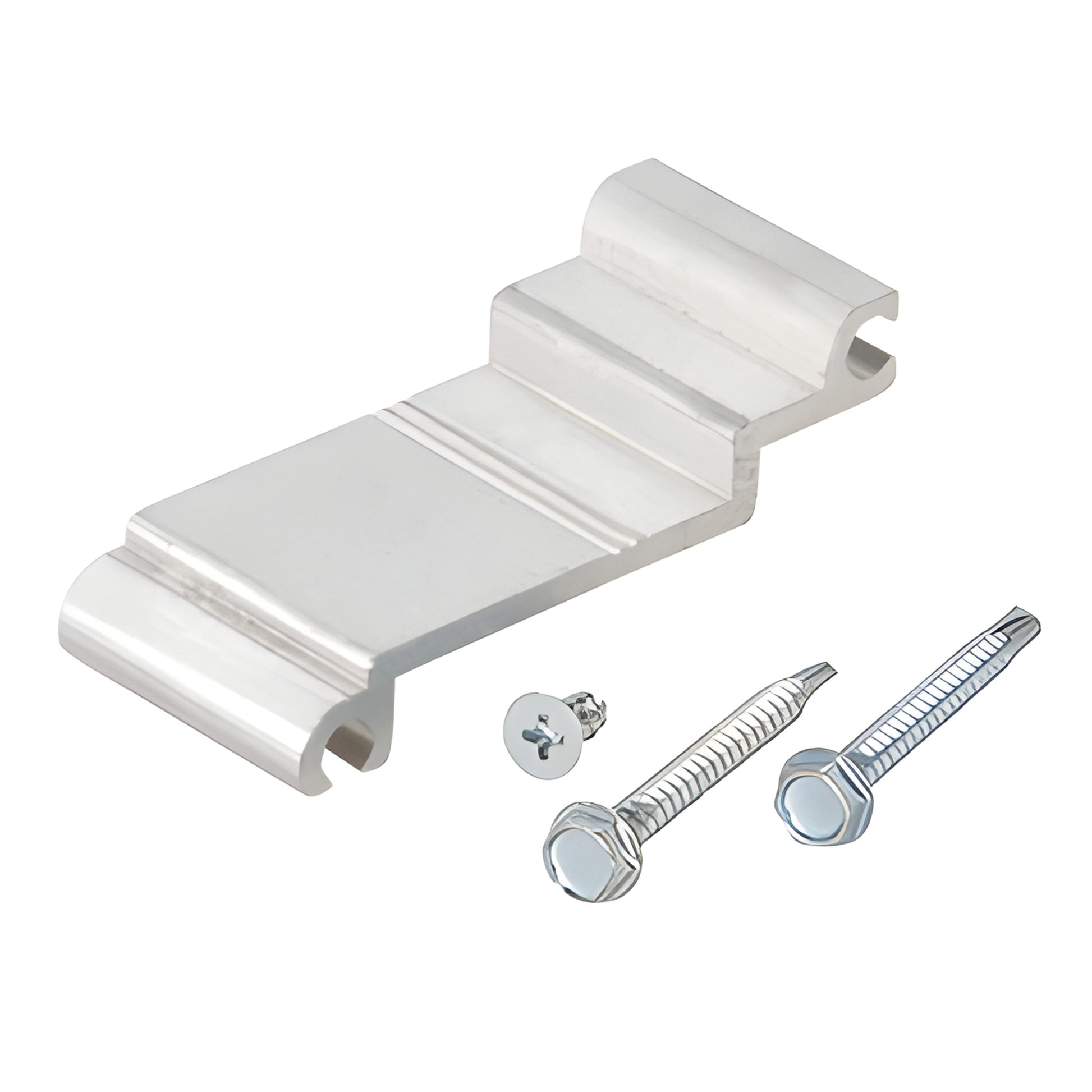 Mill-finish aluminum shear block for intermediate horizontals with included screws - SKU AP413.