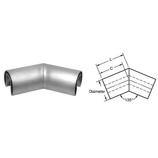 CRL Brushed Stainless 135° Horizontal Corner for Glass Cap Railing, 3" Diameter