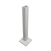 CS4S: metallic silver 30" square-tube stanchion with 8" square 5/8" base plate, 3" tube, zinc-plated steel
