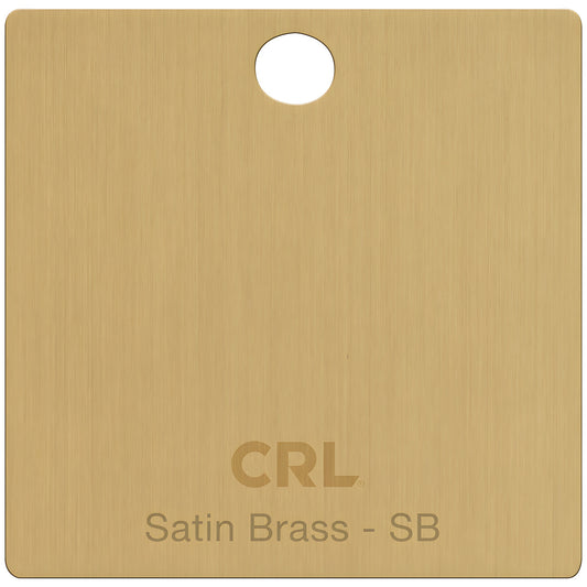 Satin Brass finish sample chip CH2PSB - rectangular swatch with hang hole, CRL logo and brushed brass texture