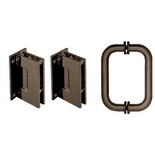 Elegant CRL Oil Rubbed Bronze Geneva Shower Pull and Hinge Set for modern bathrooms.