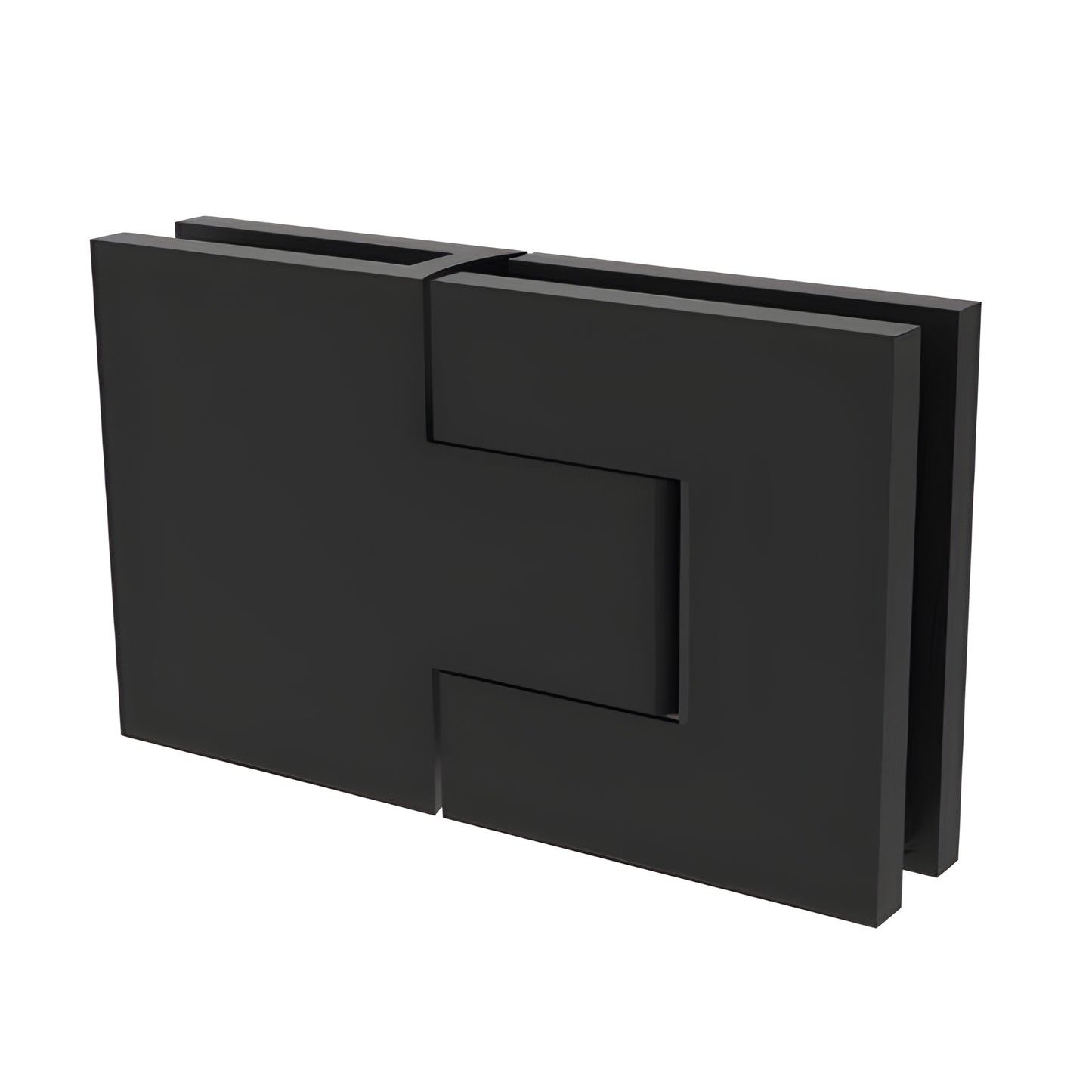 BEL380MBL matte-black Bellagio concealed brass hinge for frameless glass shower doors, square profile, 8-10mm glass.