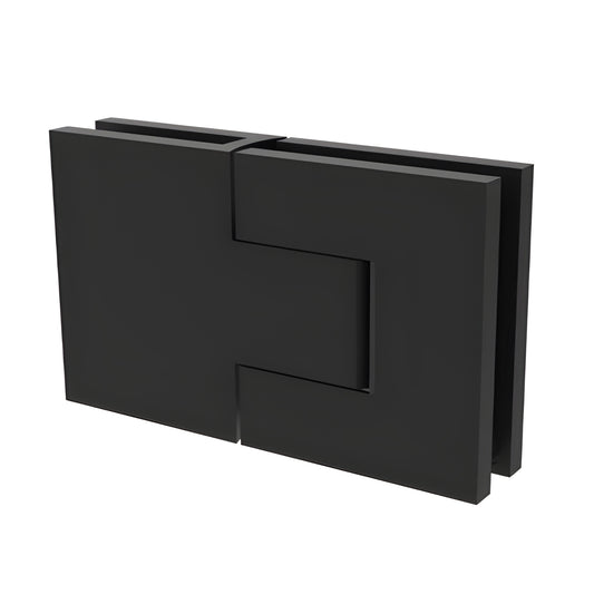 BEL380MBL matte-black Bellagio concealed brass hinge for frameless glass shower doors, square profile, 8-10mm glass.