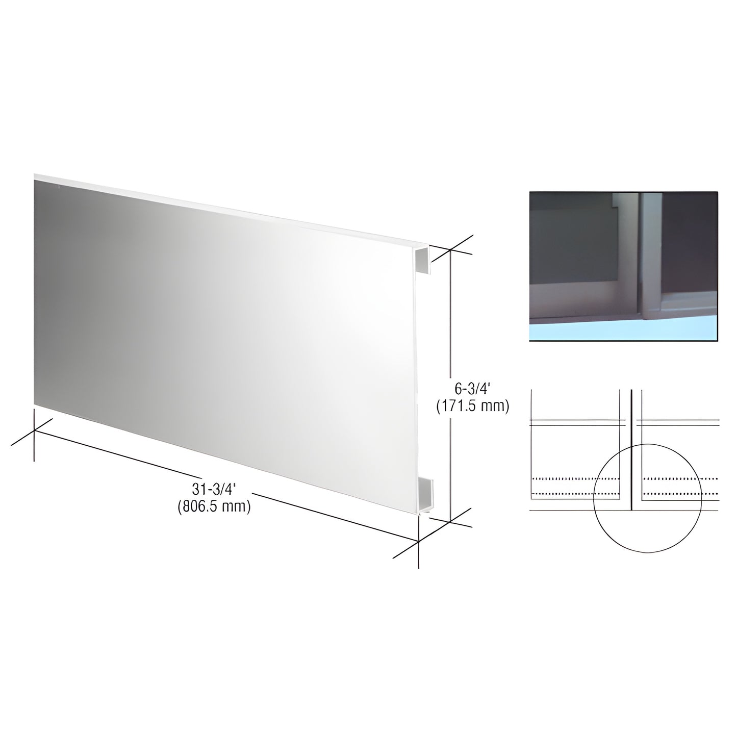 Aluminum Title 24 door bottom rail adapter, 6-3/4" x 31-3/4", fits 36" doors - SKU 10ADEXT.