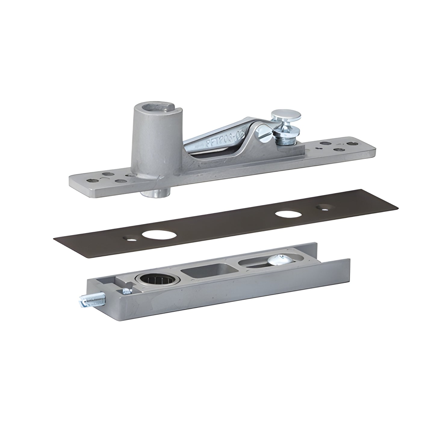 CRL860DU center-hung top pivot assembly with adjustable arm and dark bronze cover plate.