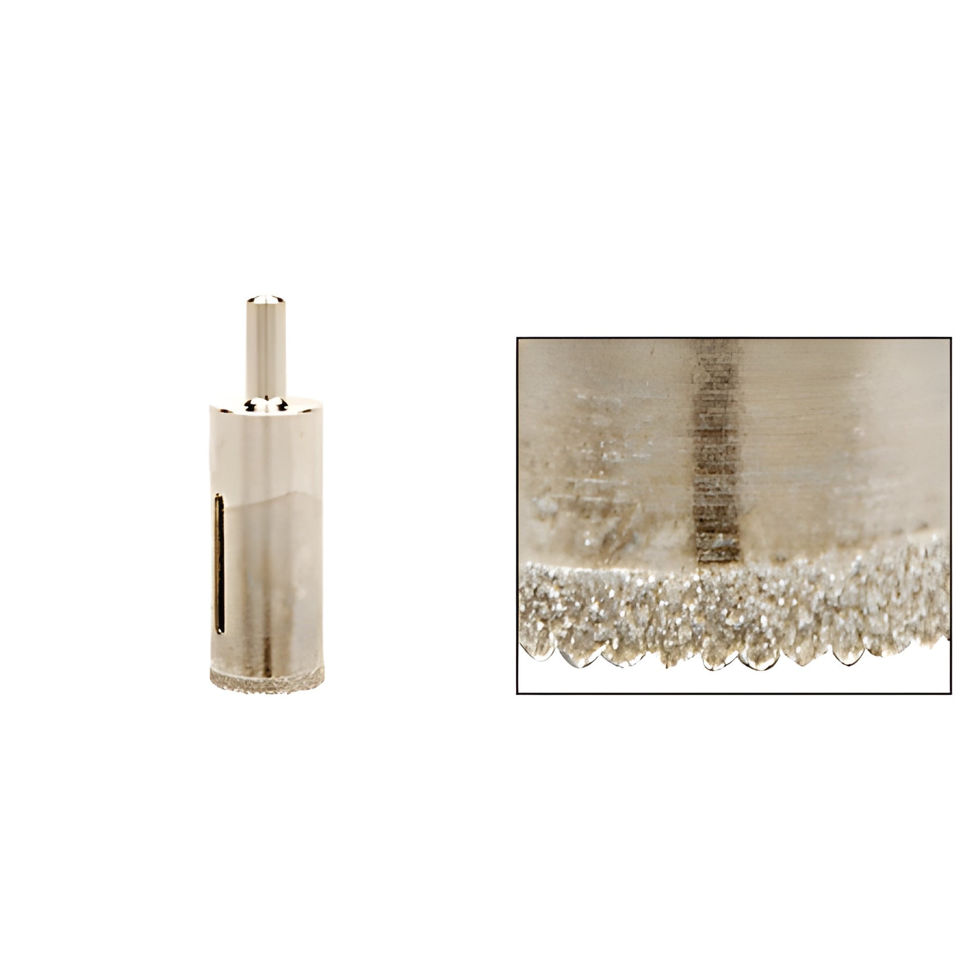 Diamond-plated sawtooth glass drill bit 13/16" diameter, reduced 3/8" shank (SKU AG1316)