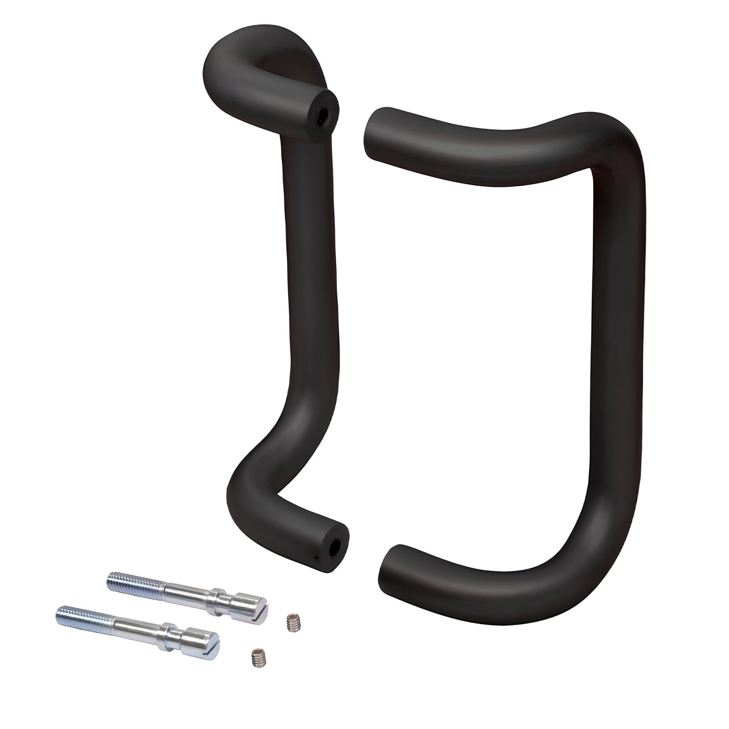 Dark bronze forged aluminum 1" offset pull handles, 8" c-c, back-to-back set with mounting hardware.