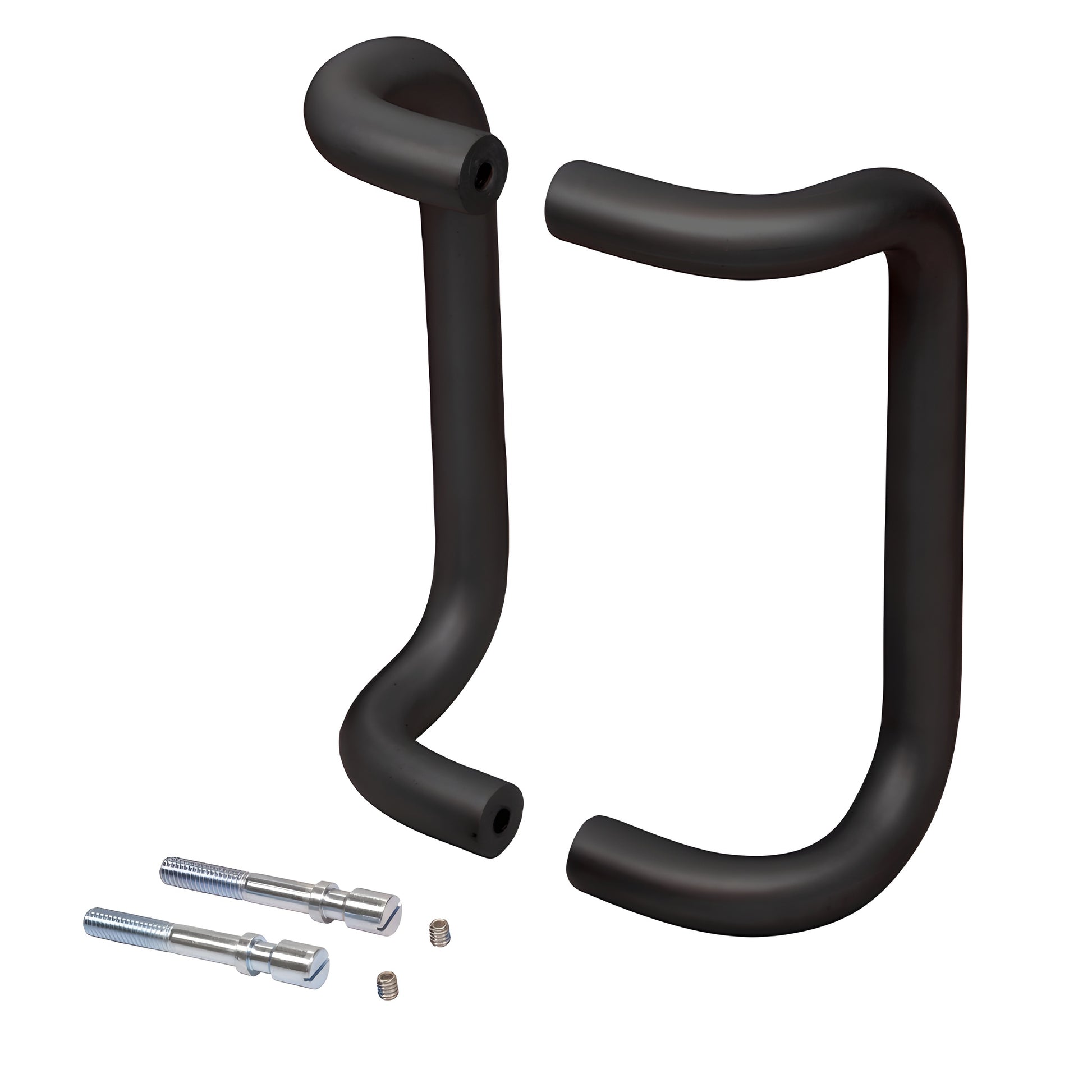 Dark bronze forged aluminum 1" offset pull handles, 8" c-c, back-to-back set with mounting hardware.