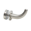 Brushed nickel brass robe hook, Designer Series (SKU DRH1BN) for through-glass, adhesive or wall mount