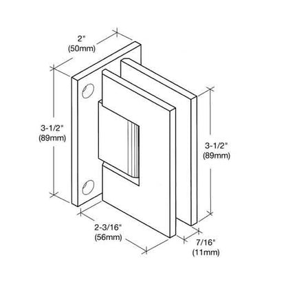 CRL Satin Nickel Geneva 037 Series Wall Mount Hinge with Full Back Plate - Image 4