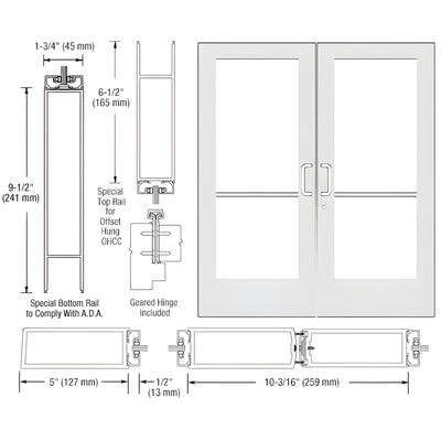 CRL-U.S. Aluminum Wide-Stile Geared-Hinge Custom Pair Doors KYNAR®