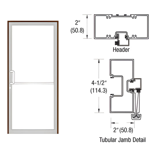 FR71822 black bronze anodized gear-hinge up-and-over door frame with aluminum threshold; door drawing and tubular jamb/header