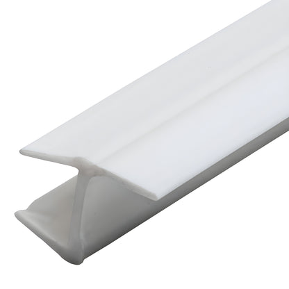 White Y-shaped jamb seal PCC10W, polycarbonate with soft vinyl leg for 180 glass-to-glass shower doors, 95 in length.