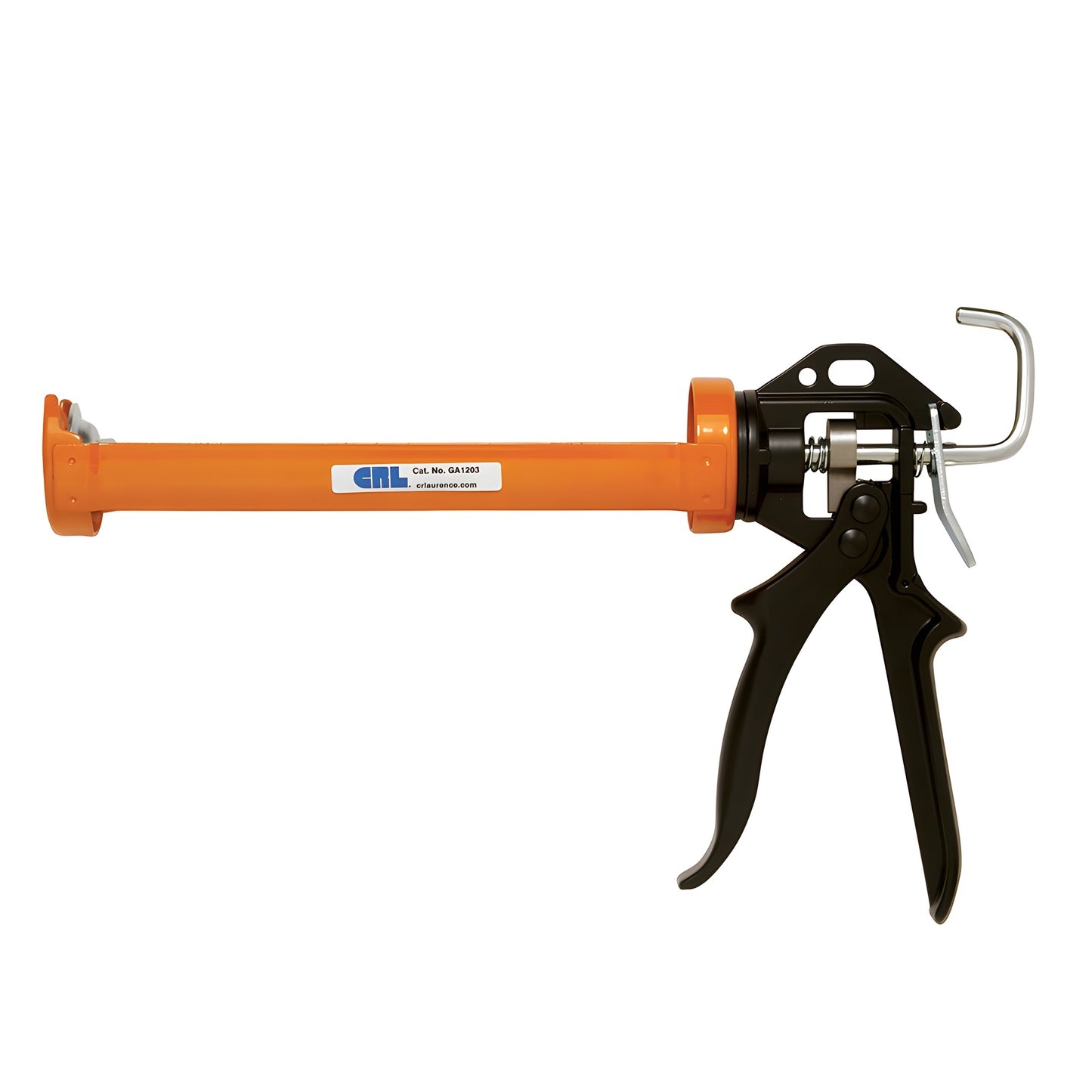 CRL GA1203 12:1 caulking gun - orange rotating strap frame, black ergonomic handle, thumb pressure release
