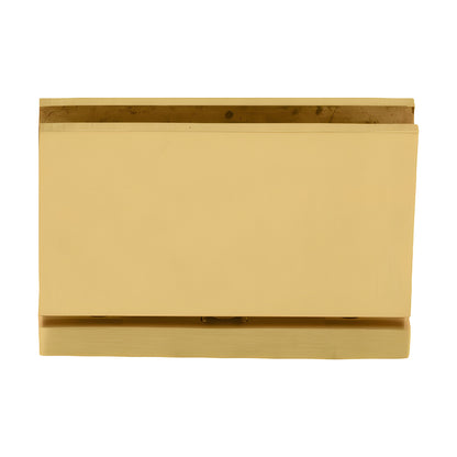 SRCAR01SB satin brass top-and-bottom pivot hinge for 1/2 (12mm) tempered glass doors, solid brass, self-centering.
