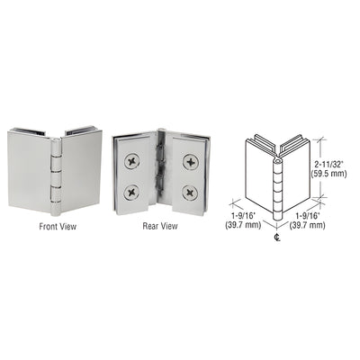CRL Brushed Nickel Double Glass-to-Glass 90 Degree Return Hinge