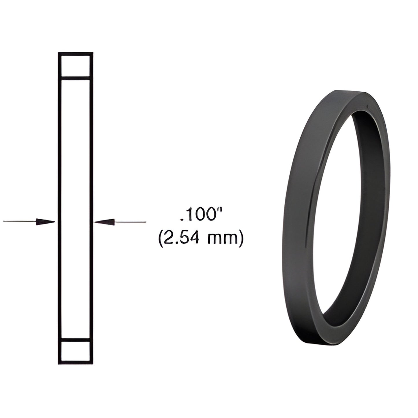 Matte black mortise cylinder ring SKU DRA100MBL - 1-9/16" (40mm) diameter, 0.100" (2.54mm) thickness.