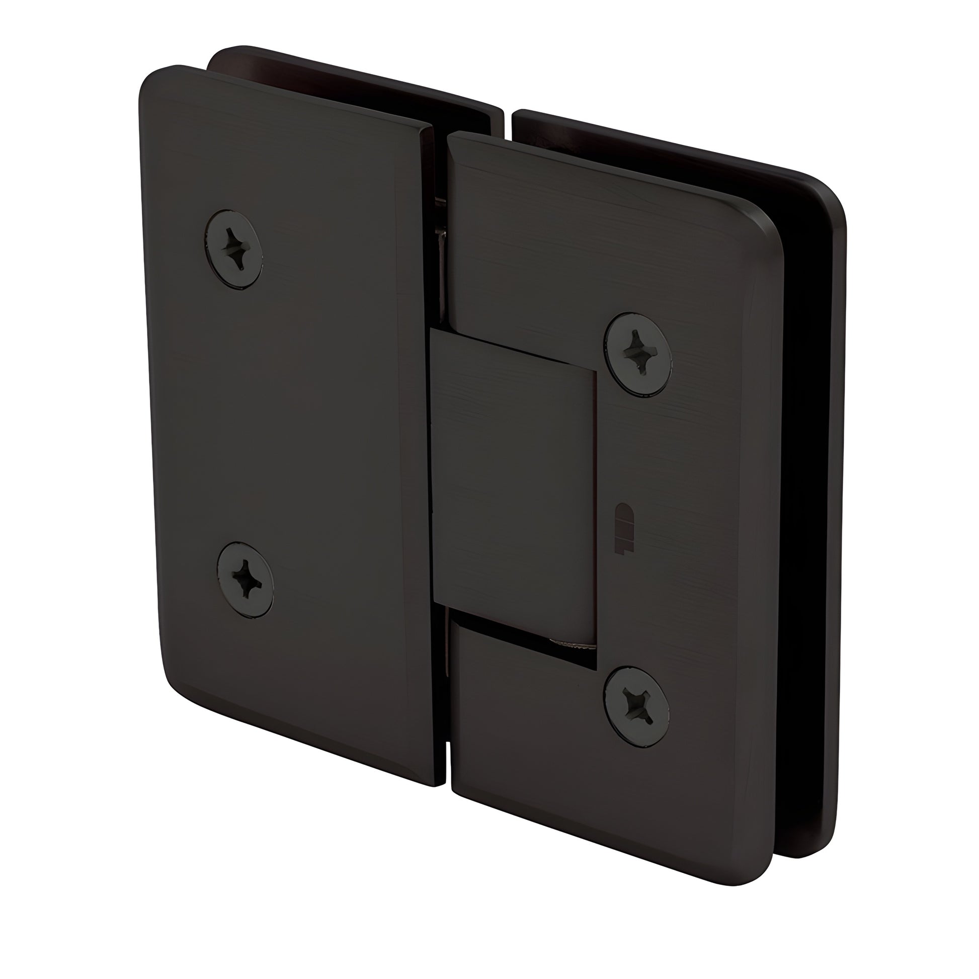 Oil-rubbed bronze beveled positive-close glass-to-glass shower hinge, solid brass (SKU C0L7800RB)