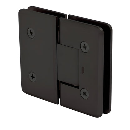 Oil-rubbed bronze beveled positive-close glass-to-glass shower hinge, solid brass (SKU C0L7800RB)