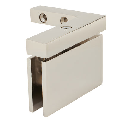 CAR05RPN Cardiff squared polished nickel brass pivot shower hinge, right-hand wall-mount for 8-10mm glass