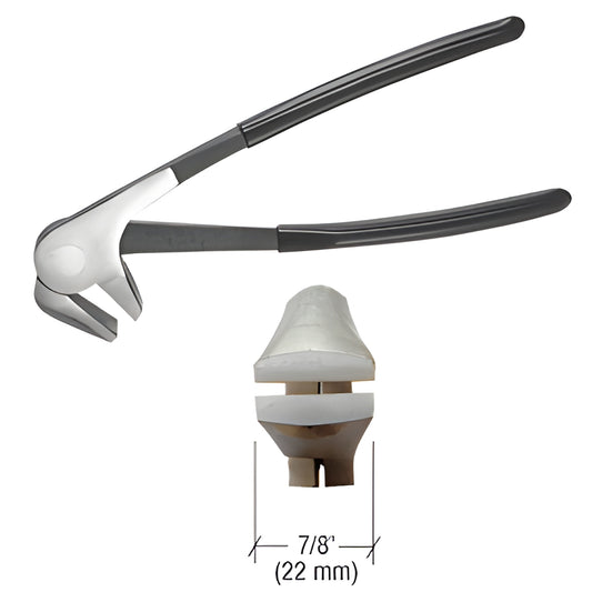 CRL 8.5" offset glass pliers (SKU 4000510) with 7/8" hardened steel jaws and cushioned grips for vertical glazing