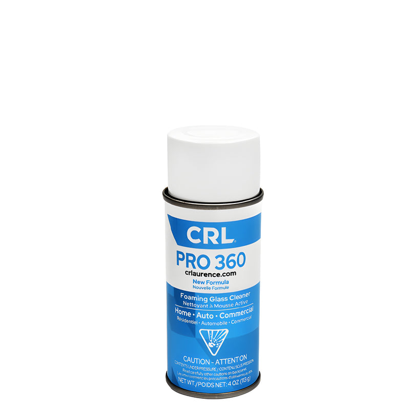 CRL PRO 360 foaming glass cleaner mini 4 oz can with white cap and blue label (SKU PR0360M)