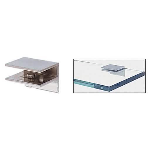 "CRL Polished Chrome Square Interior Shower Shelf Clamp with Support Leg for sleek design.