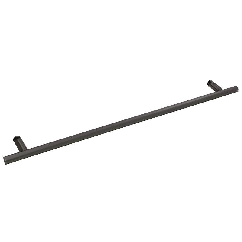 Matte black 24in ladder-style tubular towel bar (3/4" dia) single-sided glass mount for frameless shower - SKU LTB24MBL