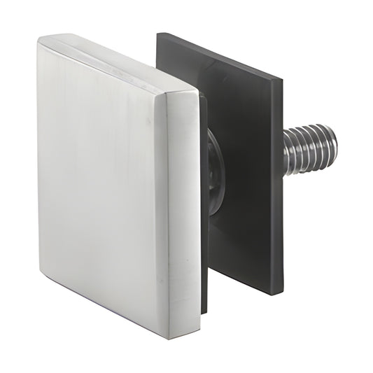 SCAP2BS 2 in brushed stainless steel square standoff cap with screw, grommet and gaskets for glass railing.