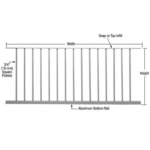 CRL Metallic Silver Picket Panel, 72"x42", Series 200-400, Sleek Design for Modern Spaces