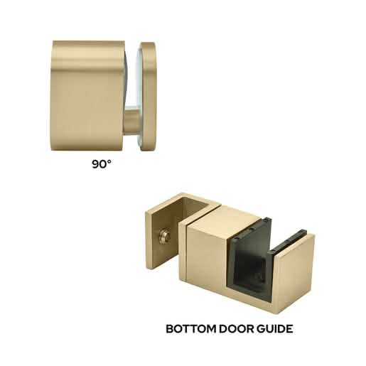 Brushed Bronze 90° Accessory Kit & Bottom Guide for Tofino Sliding Shower Door System