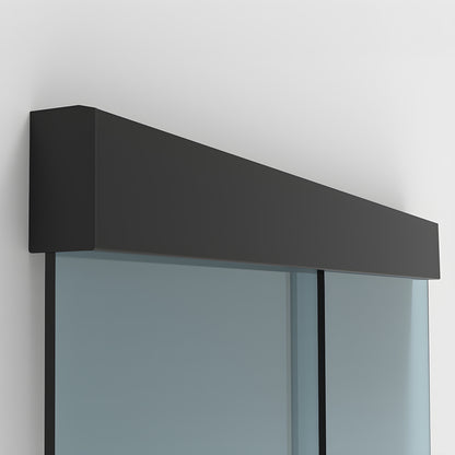 CRL701MBL matte black heavy duty wall mounted single sliding glass door kit with sidelite and 118" track.