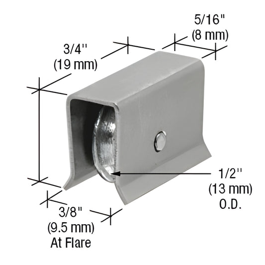 D649 heavy-duty steel ball-bearing roller assembly for sliding showcase doors, 3/4" x 1/2" housing, fits up to 1/4" glass.