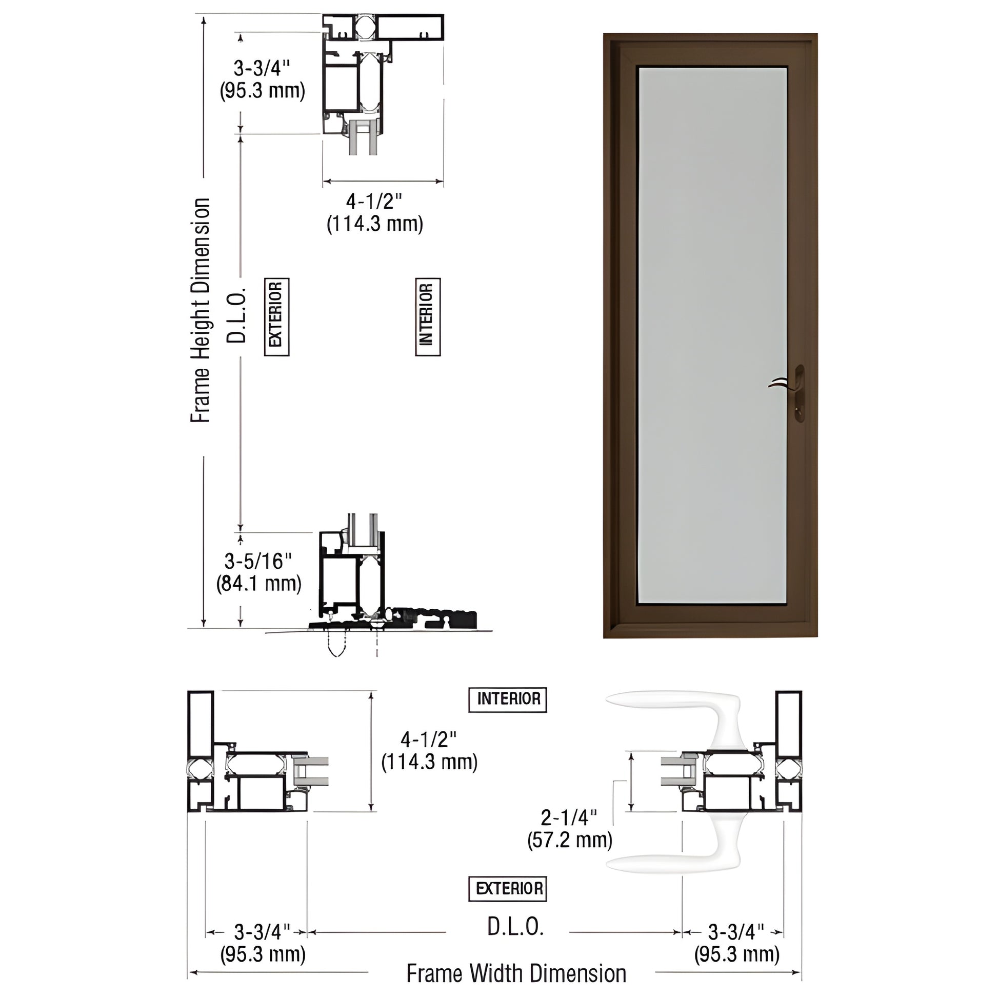 CRL Series 925 patio entrance (SKU PL91522R0) black bronze anodized thermally broken single glass door with five-point lock.