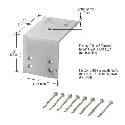 CRL Zinc-Plated Wood L-Angle Bracket Kit M14x2.0