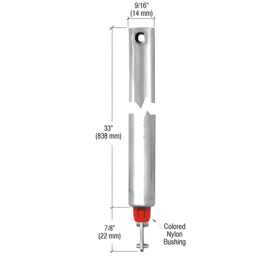 FH3320 tubular spiral window balance - 9/16" tube, 33" long, red nylon bushing, fits tilt windows, 25 lb sash
