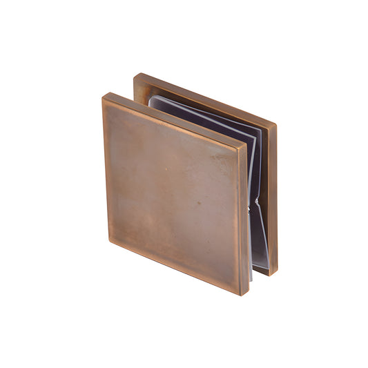 Vintage brass square wall-mount glass clamp (SCU4VBR) for 3/8-1/2 in (10-12 mm) frameless shower panels