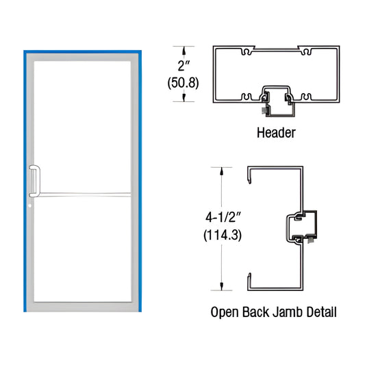 Clear anodized aluminum 36x84 gear-hinge door frame with open-back jambs and threshold, SKU 0B71811