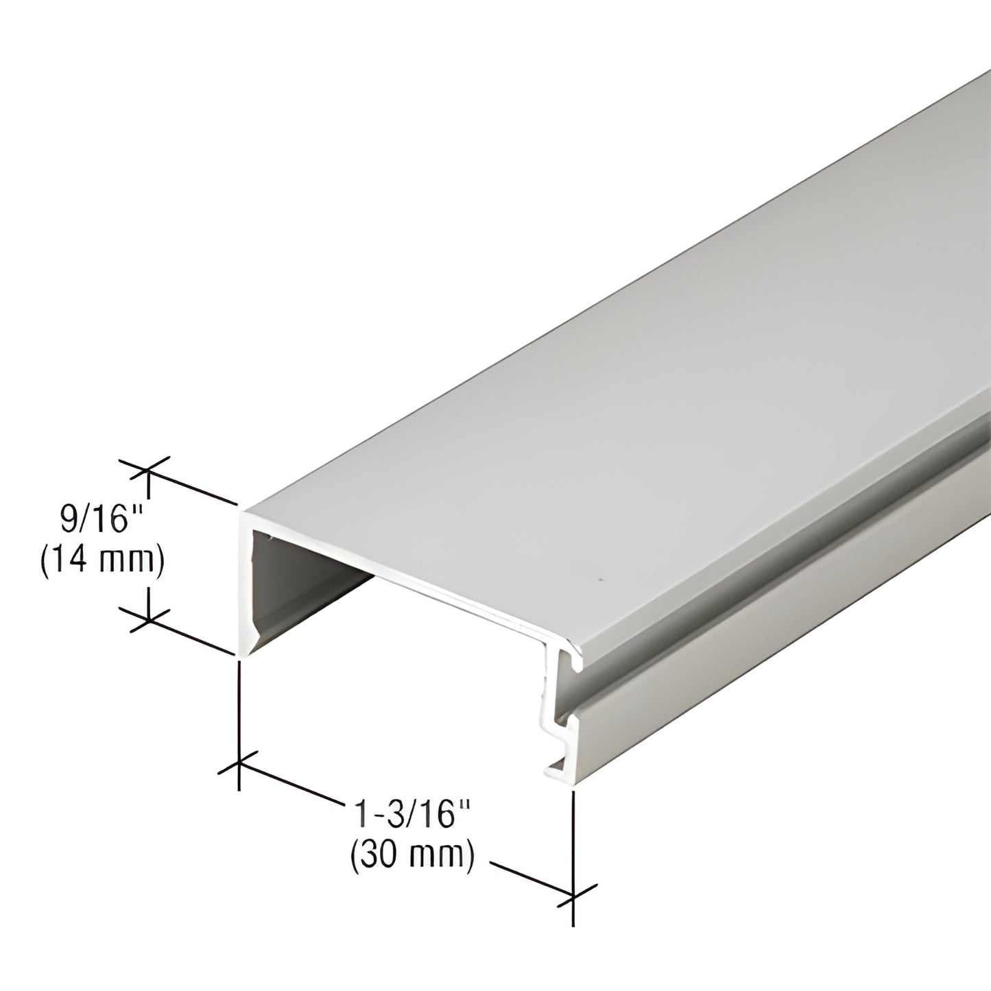 IG500 door stop extrusion SKU 1G04611, clear anodized aluminum profile 1-3/16 x 9/16 in (30x14 mm)
