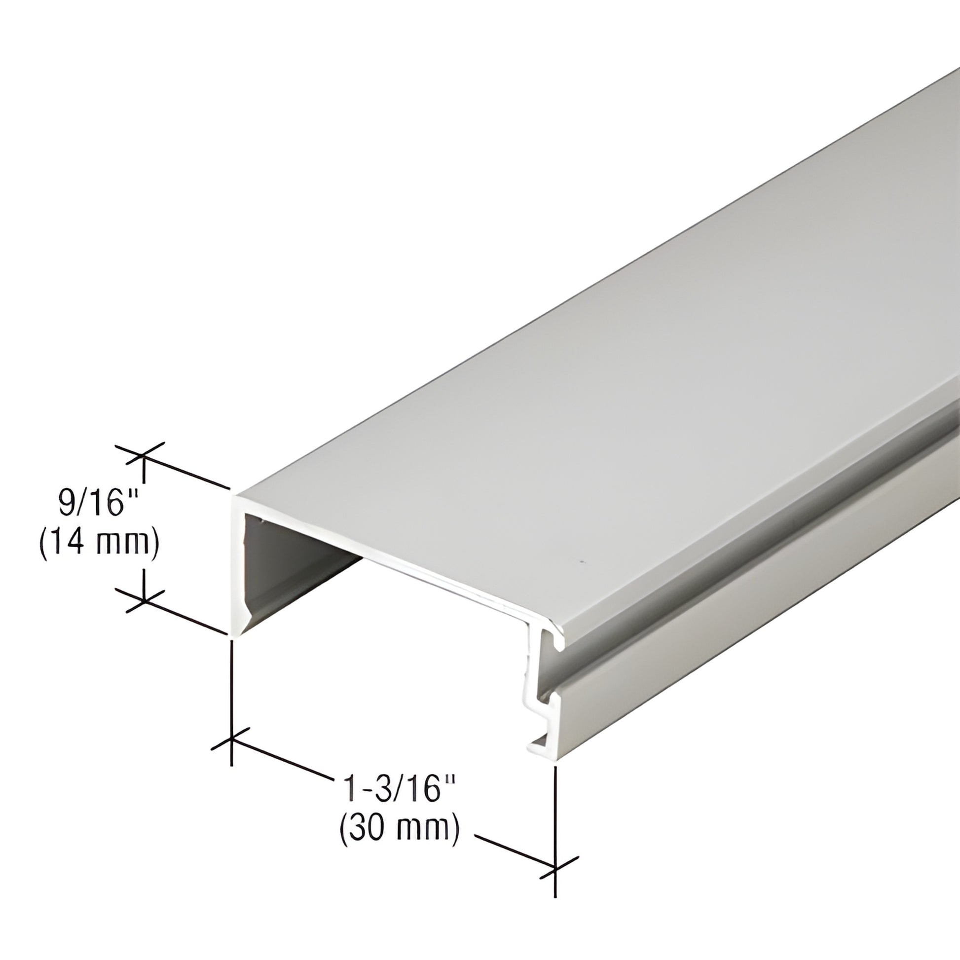 IG500 door stop extrusion SKU 1G04611, clear anodized aluminum profile 1-3/16 x 9/16 in (30x14 mm)