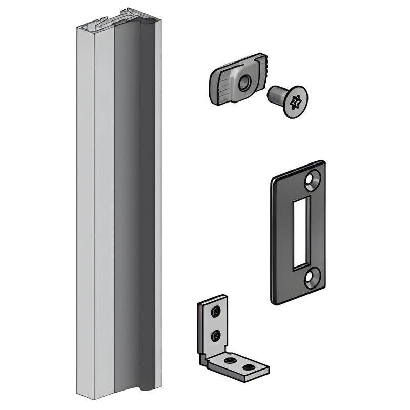 CRL Fallbrook matte black door frame kit (FTW2GDMBL) with wall-to-glass aluminum profiles and hardware for 8-12mm glass