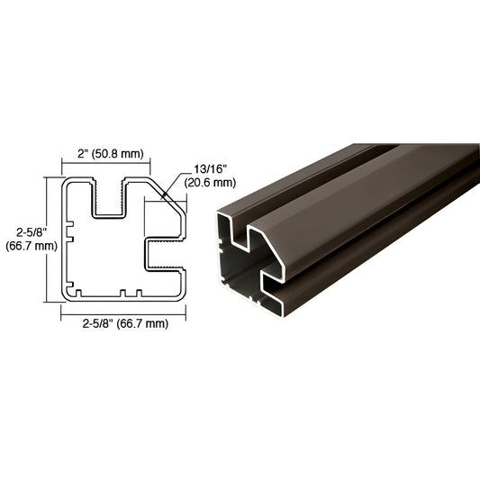 Matte bronze aluminum windscreen post, 48 in long, 2-5/8 in square profile with channels, SKU SP948BRZ