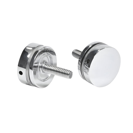 Polished chrome brass mounting kit (SKU 30SKCH) with two 1-1/4" round caps and threaded rods for solid pull handles