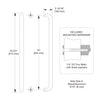 Brushed stainless steel 1" diameter single-sided pull handle, 10" c-c, includes thru-bolts (SKU M1651032D)