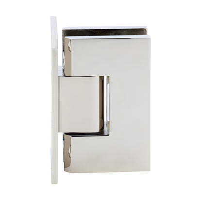 Polished nickel solid brass Vienna shower door hinge, self-centering, full back plate (SKU V1E037PN)